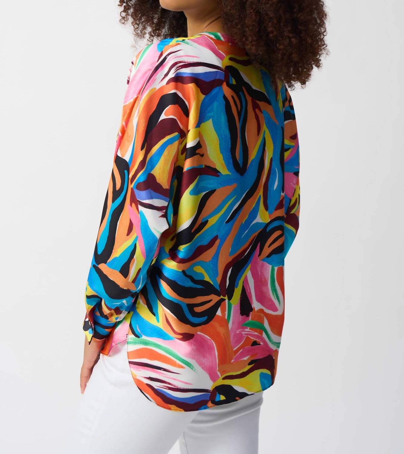 Joseph Ribkoff - Satin Abstract Print Boxy Topi