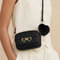 Juicy Couture Women's Quilted Crossbody Bag With Heart Detail in black - women's bag - detail view