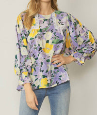 Entro - Floral Lace Trim Blouse