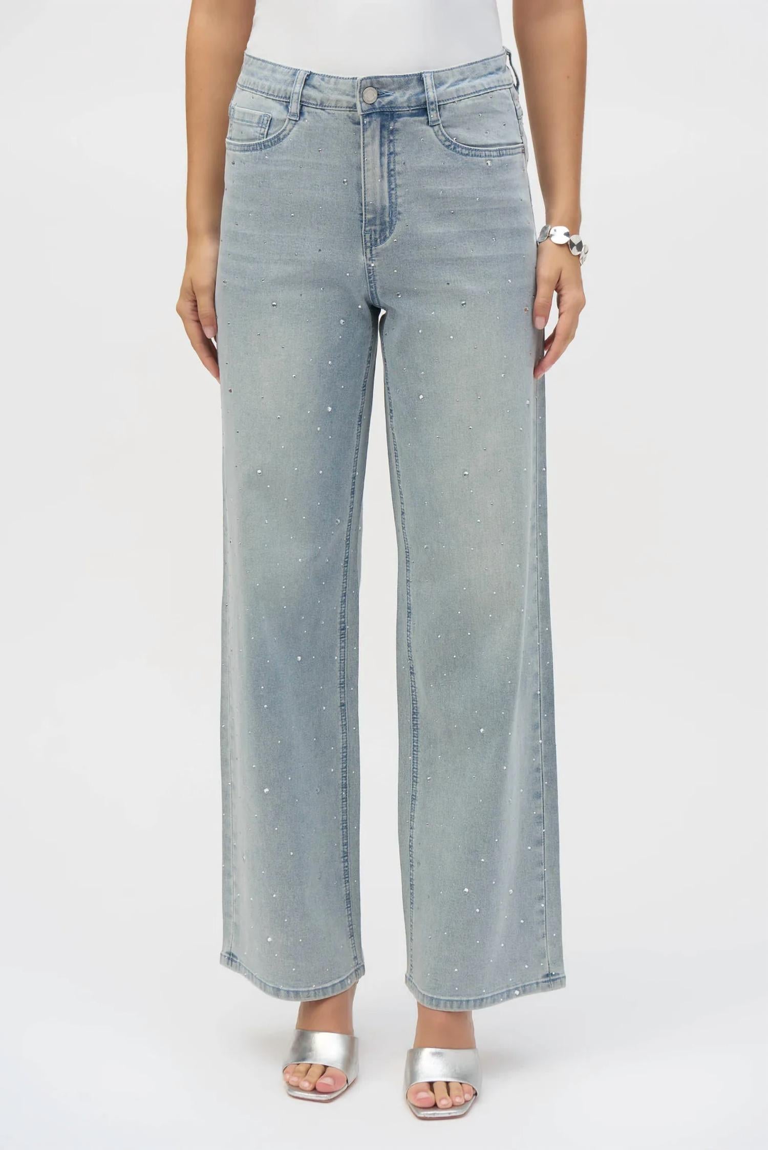 Joseph Ribkoff - Classic Embellished Wide Leg Jeans