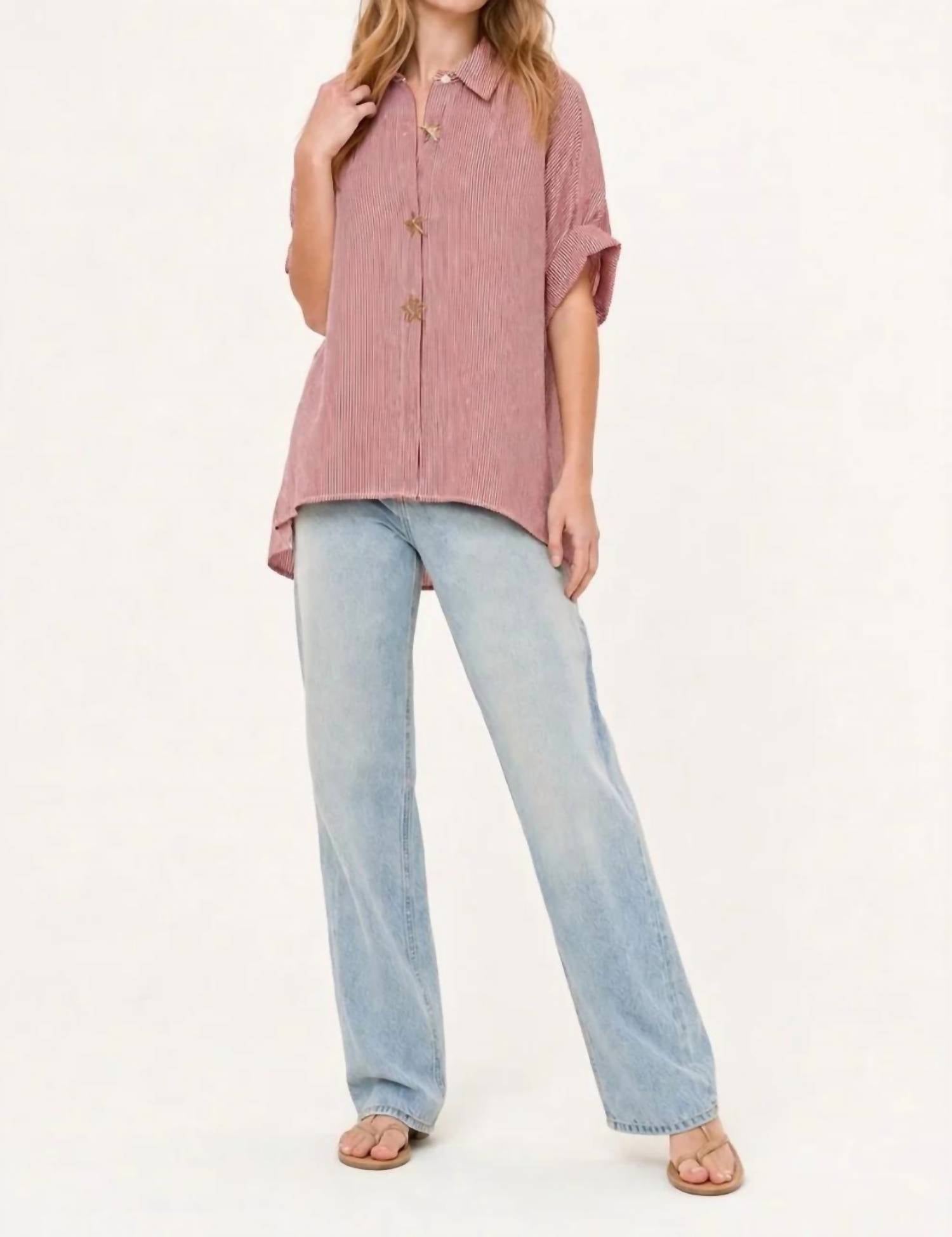 Q2 - Oversized Striped Poplin Blouse With Starfish Buttons