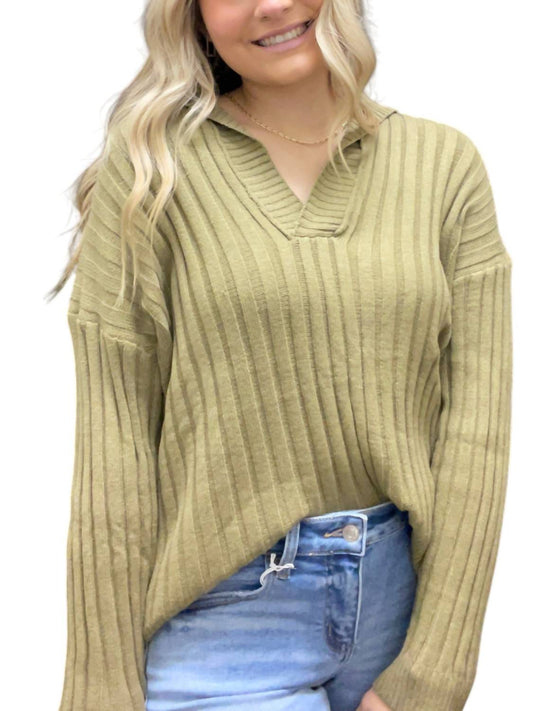 Easel - Collared Rib Knitted Sweater