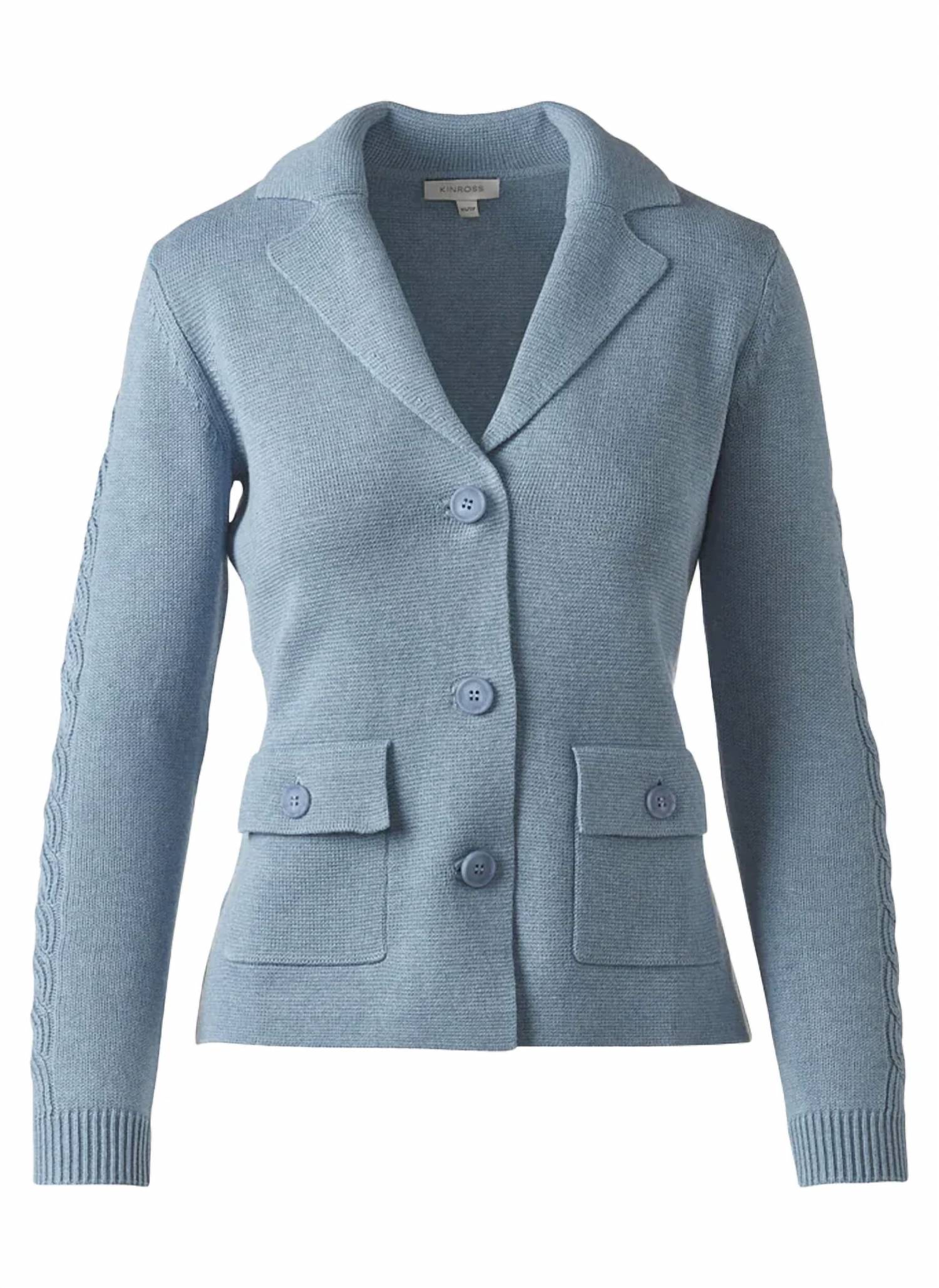 Kinross - Cable Sleeve Notch Collar Cardigan