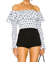 Caroline Constas - Floral Off Shoulder Long Sleeves Lydia Top
