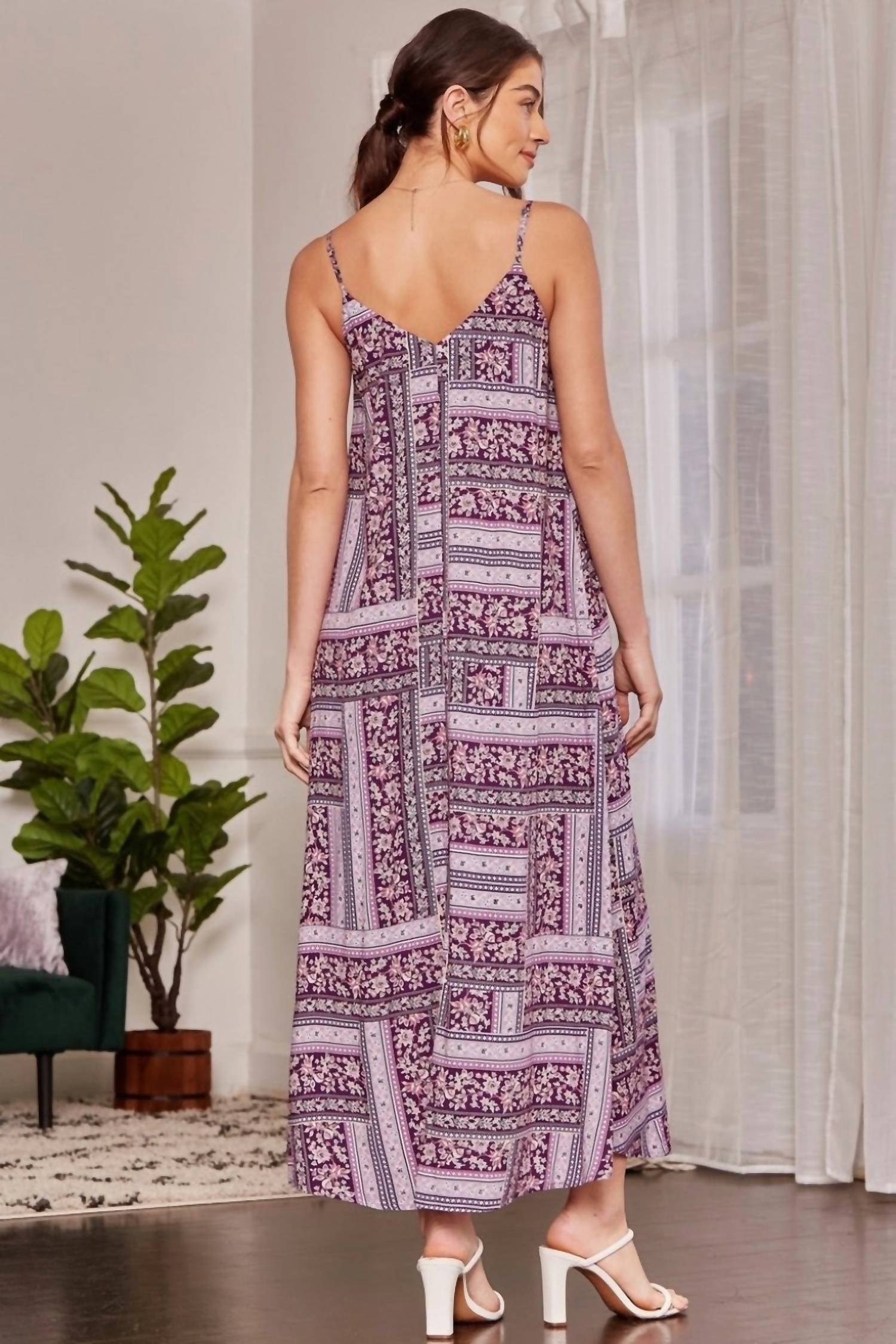 Mixed Floral Print Maxi Dress