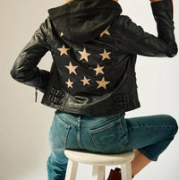 Mauritius - Christyn Removable Hood Star Detail Leather Jacket