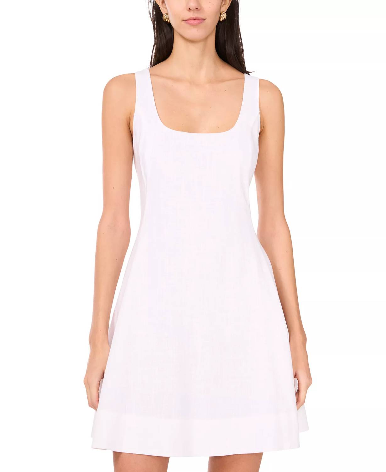 1.STATE Scoop-neck Full-circle Dress in ultra white - women's dress