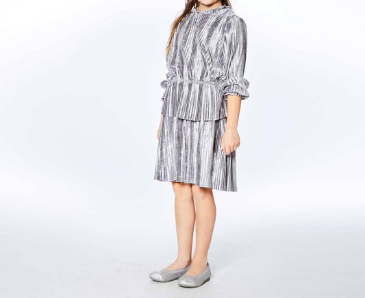 Deux Par Deux - Kid's Long Sleeve Crinkle Velvet Dress