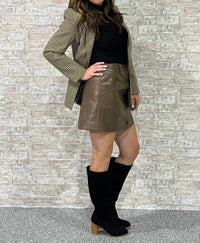 Bluivy - Leather Button-front Mini Skirt