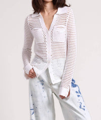 Minnie Rose - Plaited Mesh Button Down Shirt