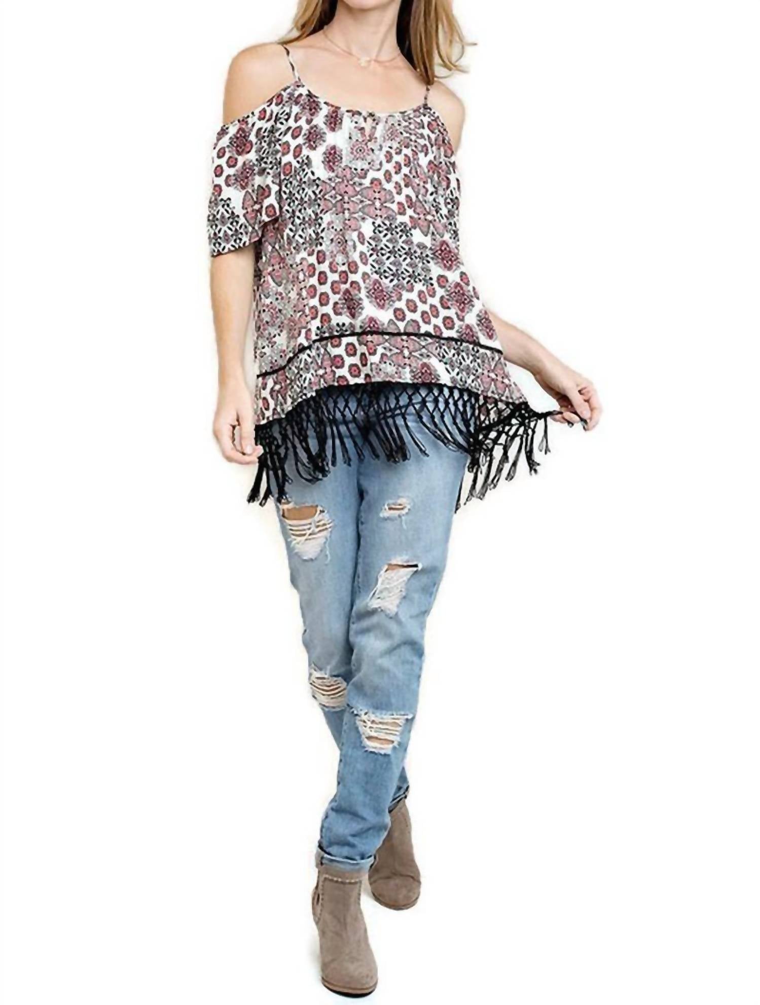 Kori - Off The Shoulder Fringe Top