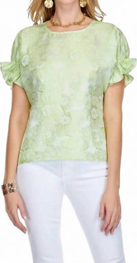 Jade - Women's Shirred Sleeve Crop Top