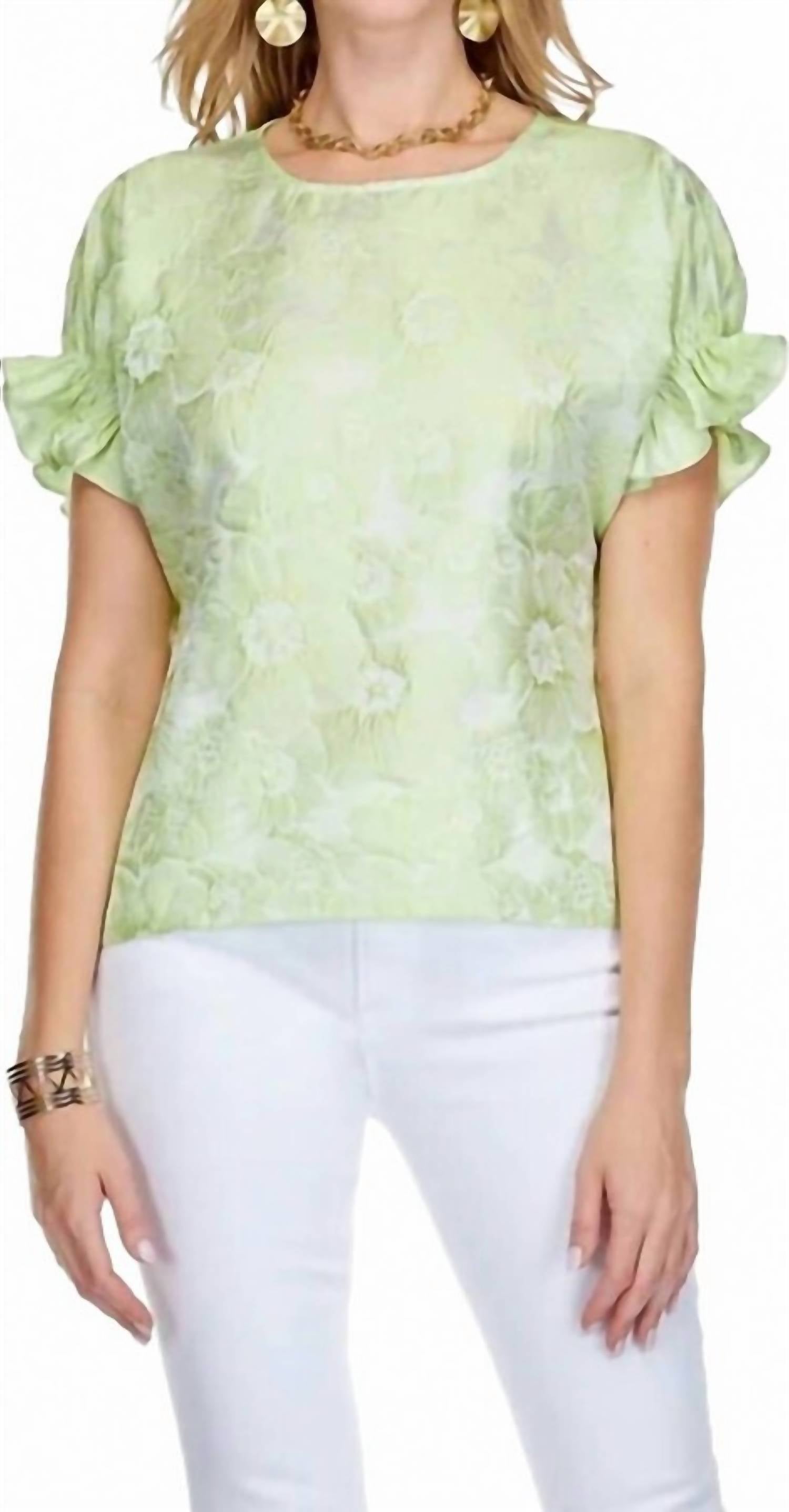 Jade - Women's Shirred Sleeve Crop Top