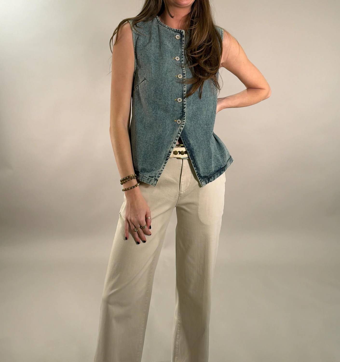 Elan - Vintage-Wash Denim Vest