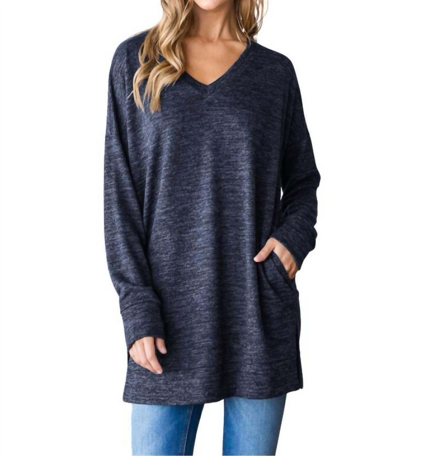 Heimish Usa - Vneck Long Sleeve Tunic Top