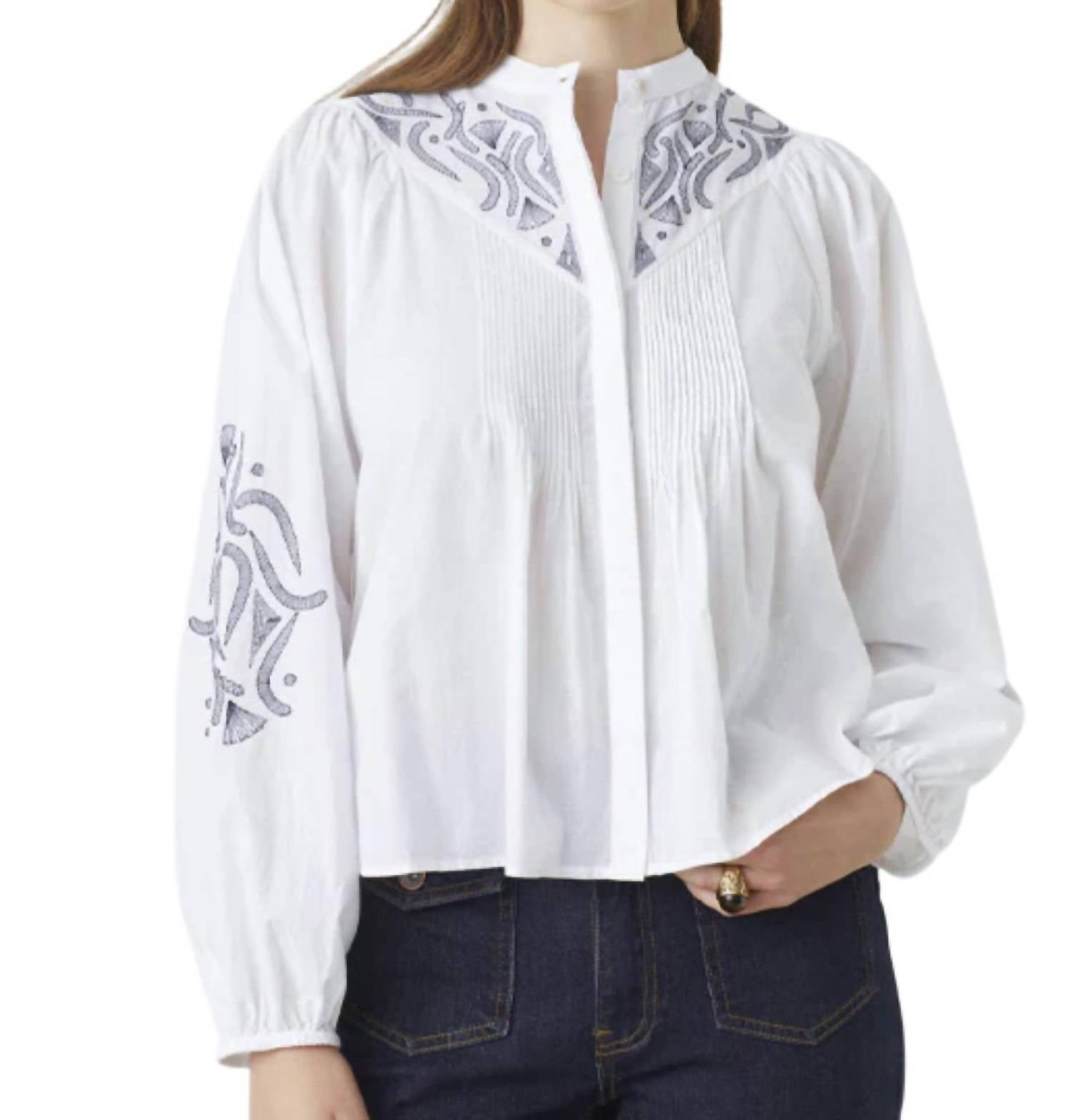 Suncoo - Livio Embroidered Cotton Voile Blouse