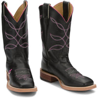 Justin Boots Women's Lori 11" Cowhide Western Boots in royal black - women's shoe