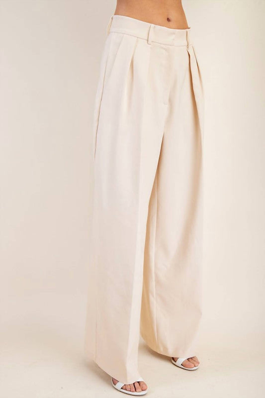 Glam - High Waist Pleated Wide Pant