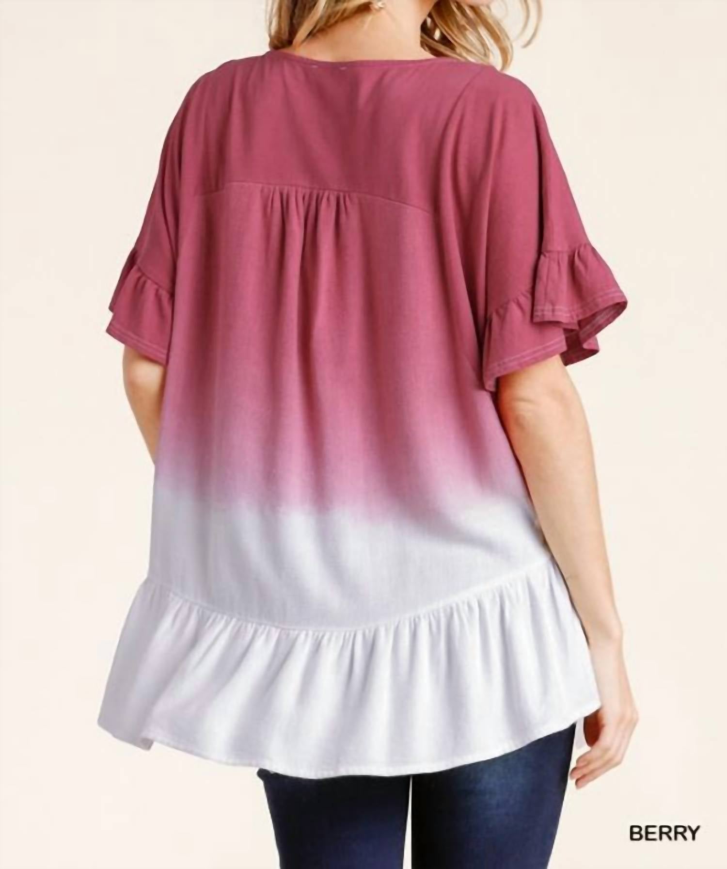 Umgee - Ombre Butterfly Ruffle Sleeve Top