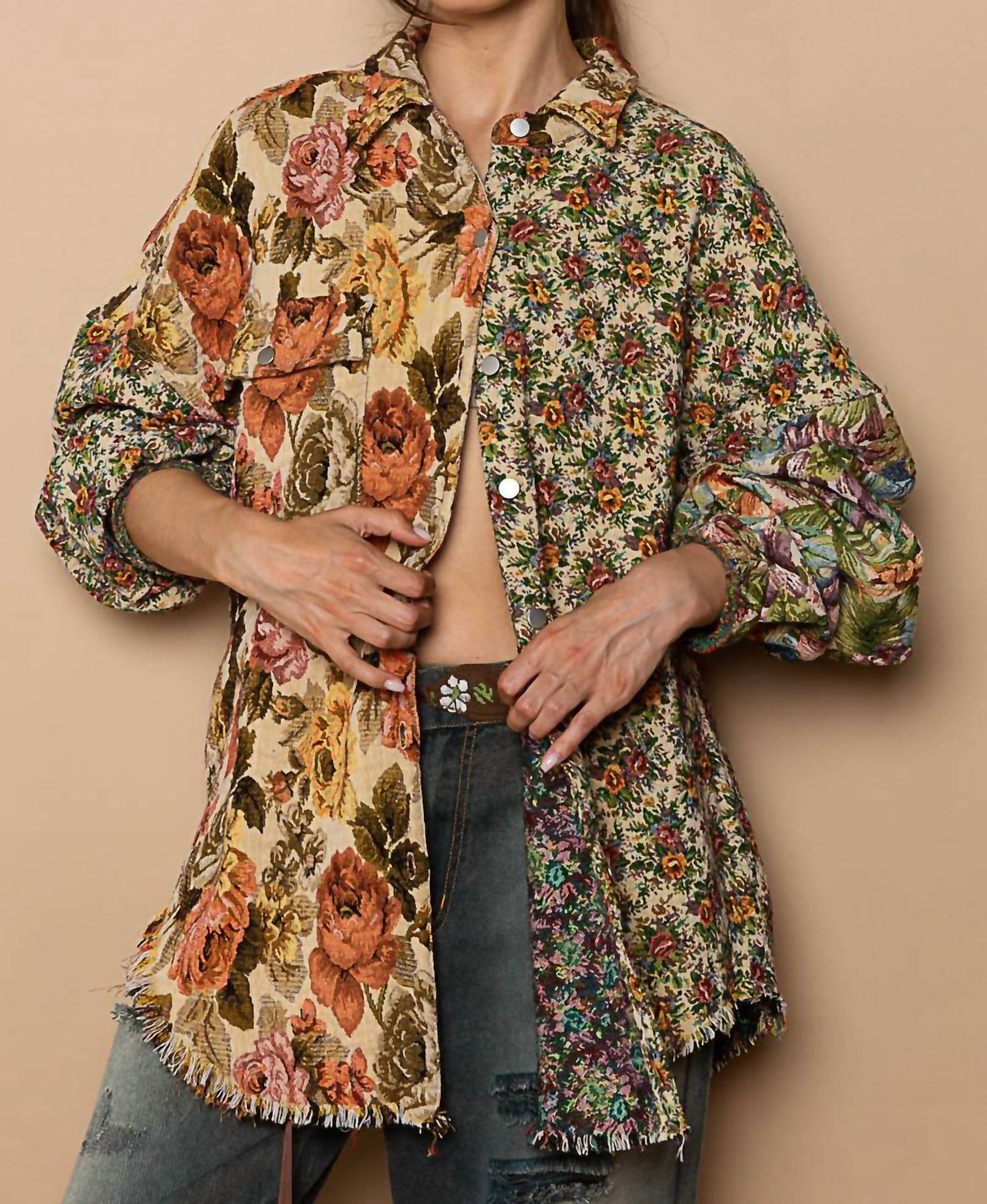 POL Shirt Jacket in floral - women's shirt