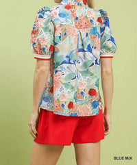 Umgee - Jacquard Bloomscape Print Top