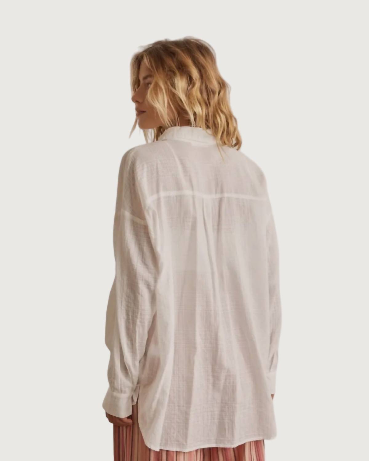In February Danielle Button Down Top in off white - women's shirt - detail view
