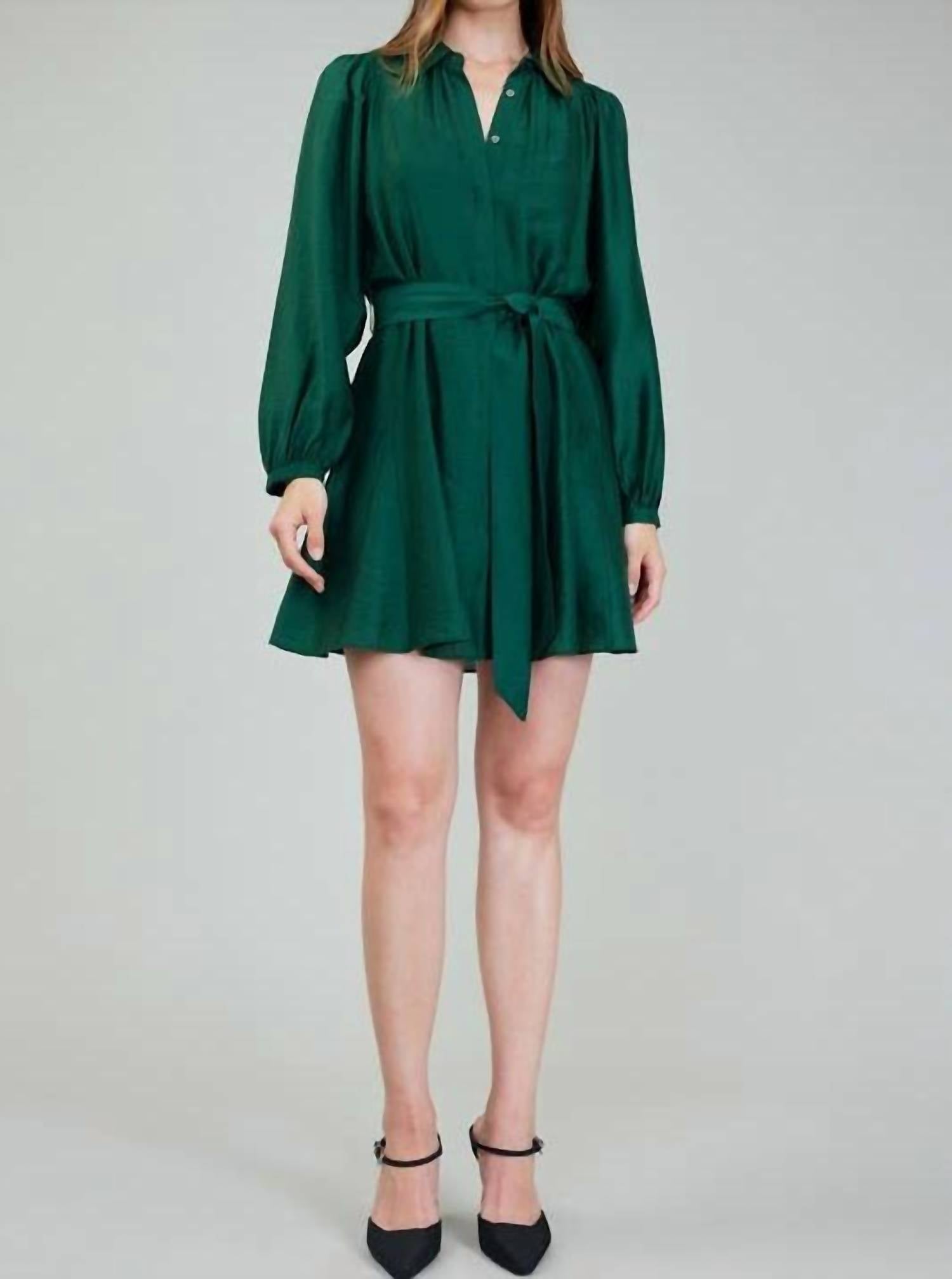 current air Mini Shirt Dress in jewel green - women's dress - view 5