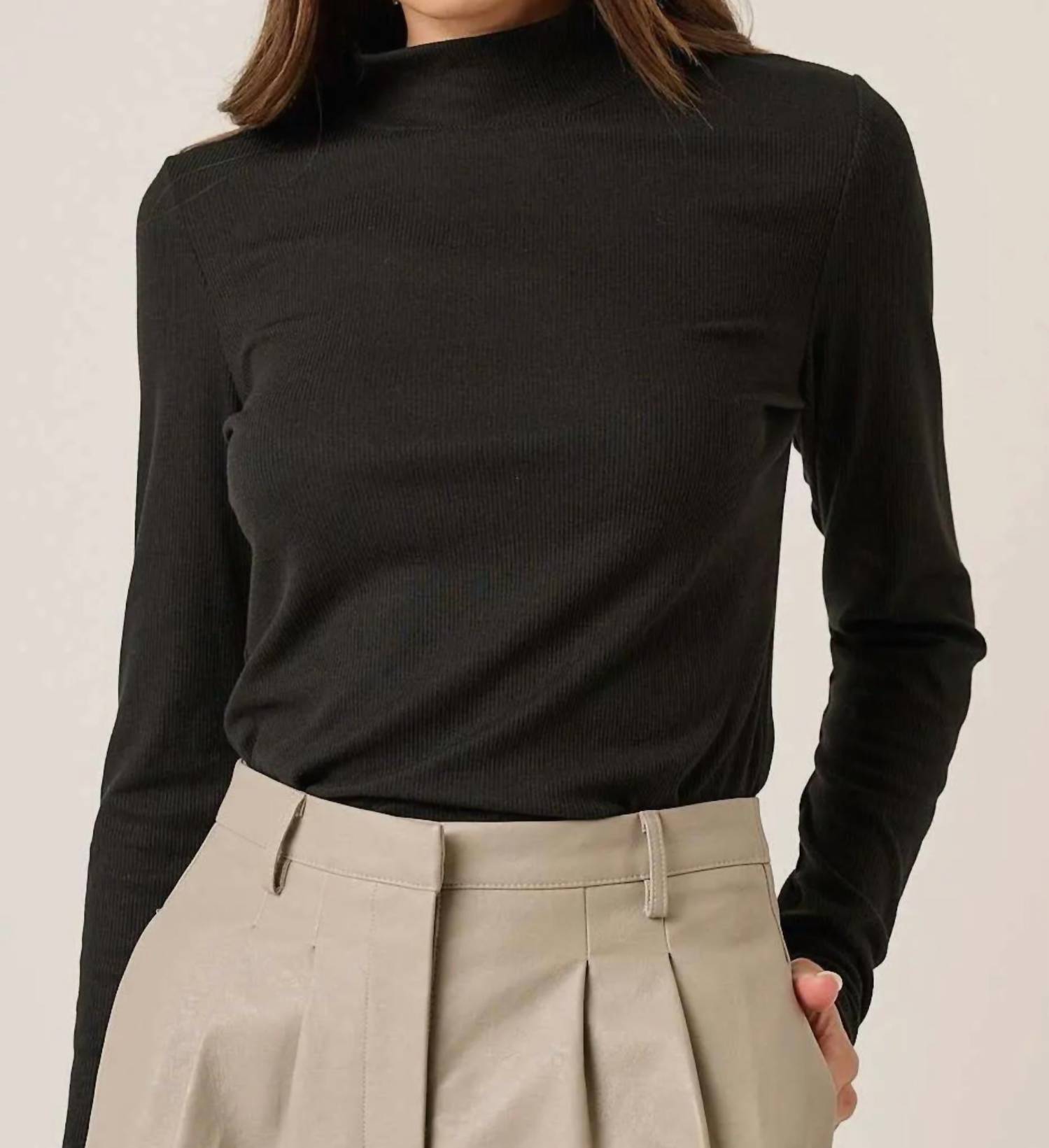 Mittoshop - Alaina Mock Neck Long Sleeve Knit Top