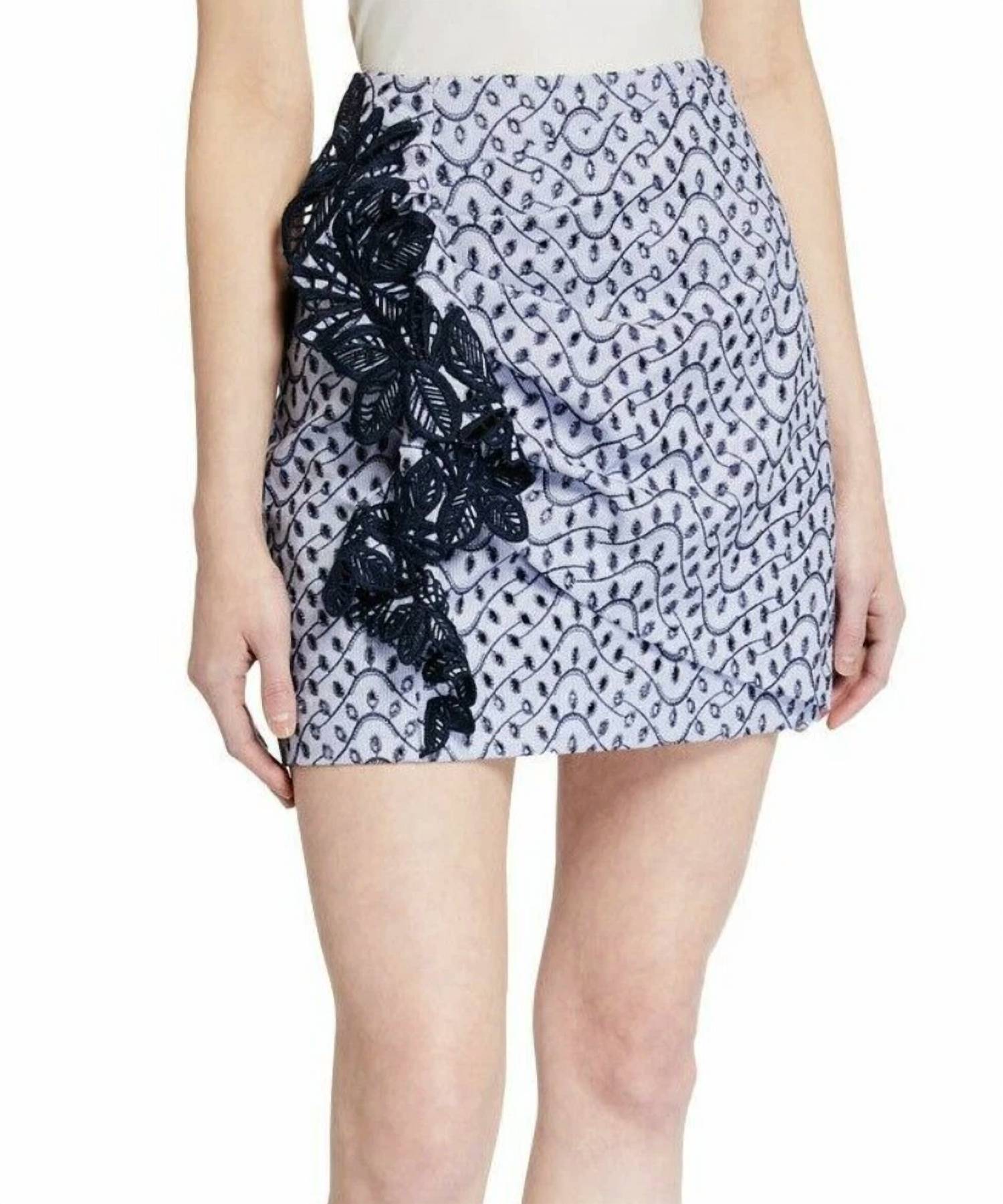 Derek Lam 10 Crosby - Lanah Embroidered Ruched With Lace Trim Skirt