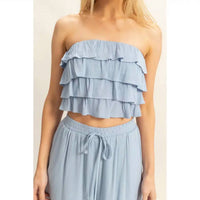 Hyfve - Ruffle Top And Flowy Pants Set