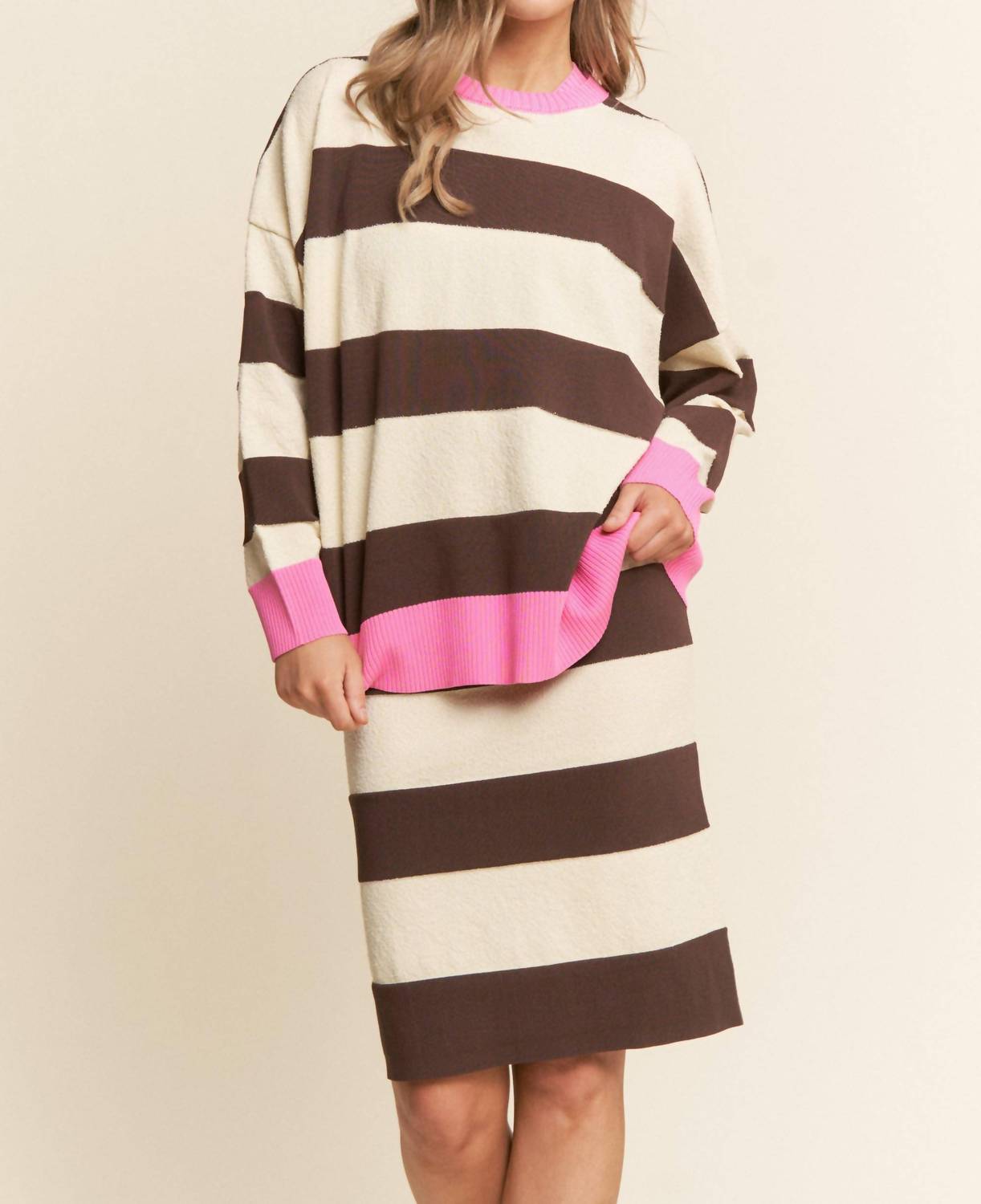 J.Nna - Lisa Striped Soft Knit Sweater