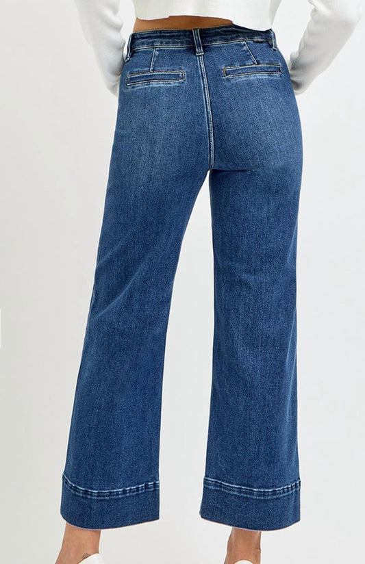 Risen - High Rise Crop Wide Leg Jeans