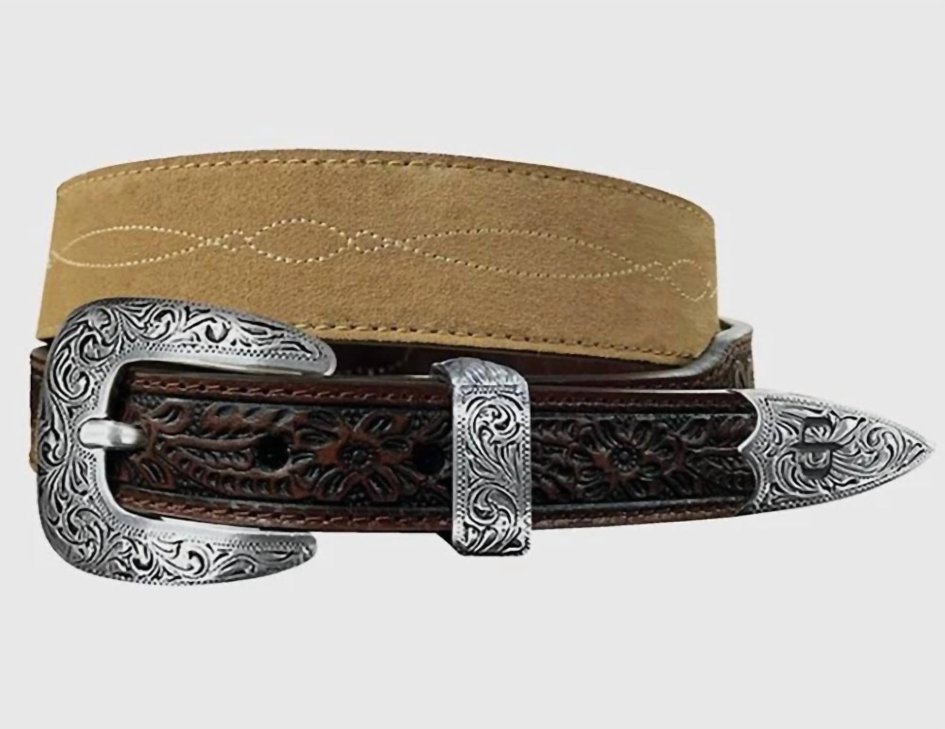 Stetson Men's Taper Western Stitch Belt in brown sand - men's accessory