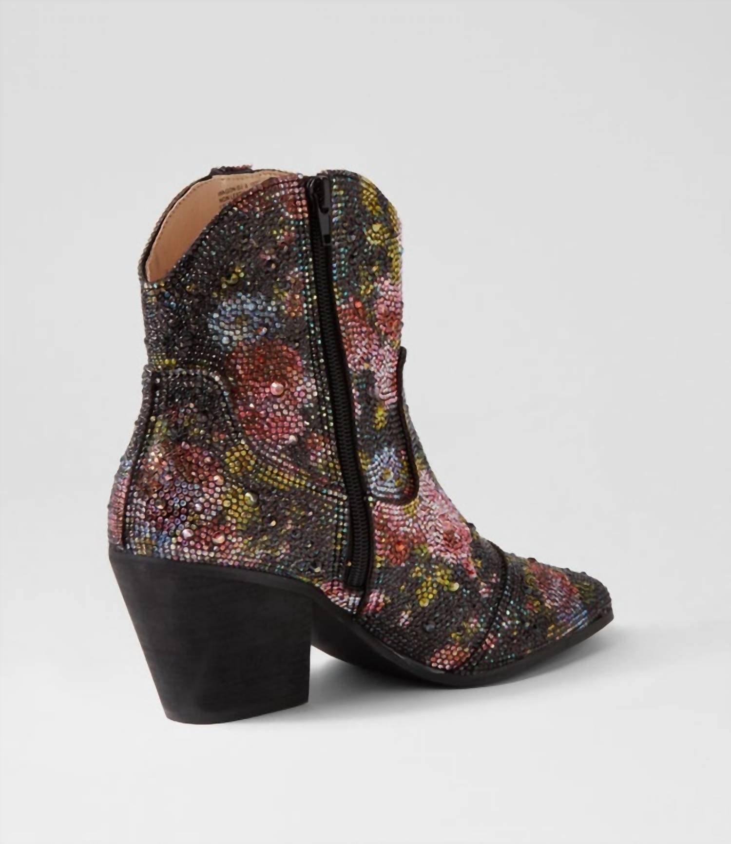Django & Juliette - Women's Wagon Jewel Fabric Ankle Boots