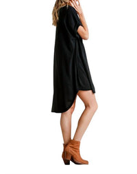 Umgee - Folded Sleeve Frayed Edge Dress - PLUS