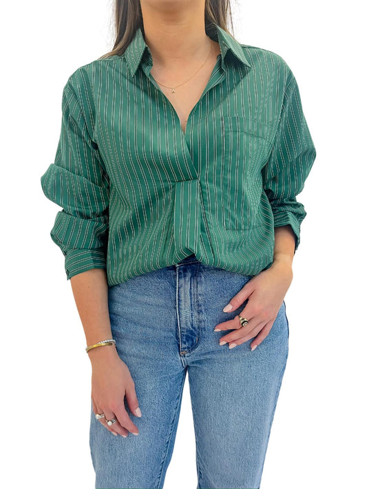 Jade - Melody Pinstripe Pocket Blouse