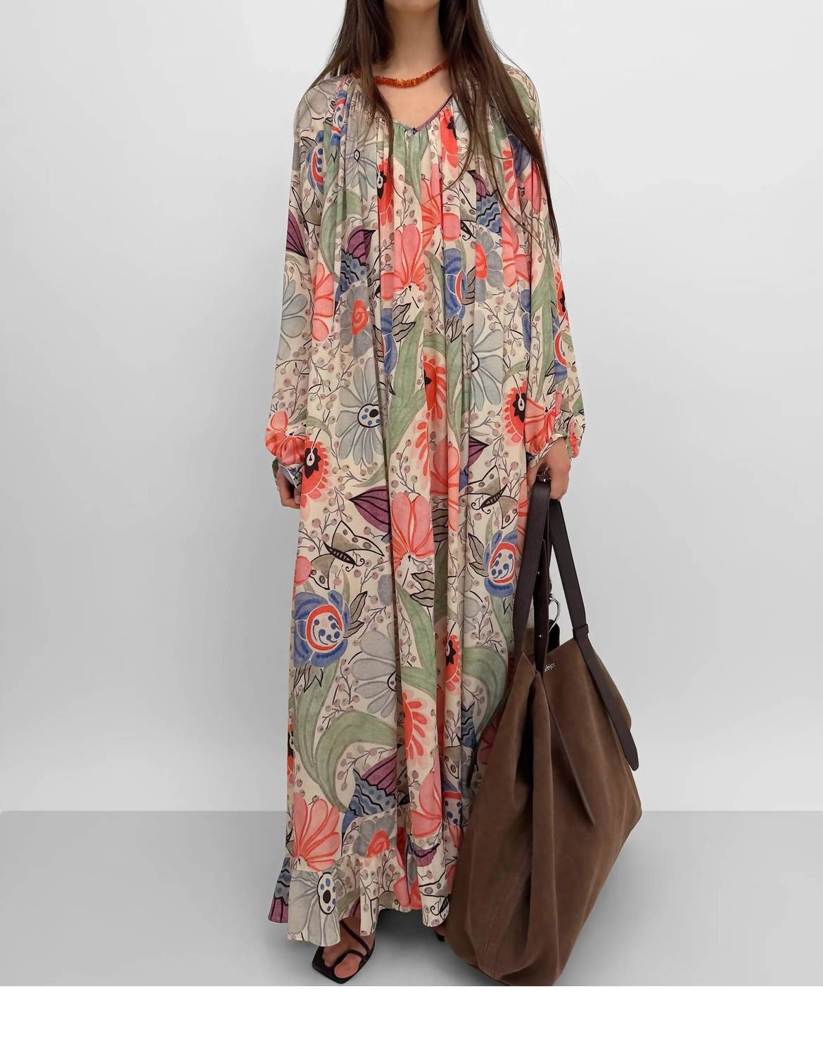 Rodebjer Amora Dress in coral multi - women's dress