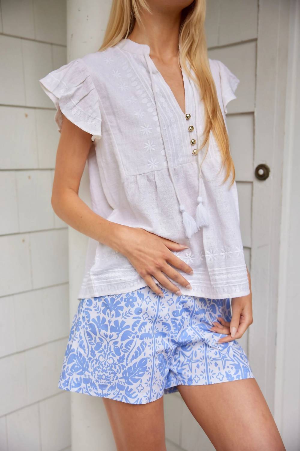 SAIL to SABLE Printed High Rise Shorts in tropical block print - women's shorts - view 4