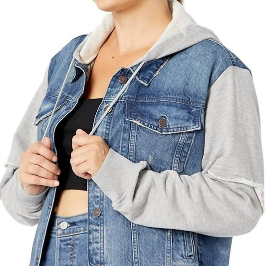 Free People - Throwback Denim Knit Jacket