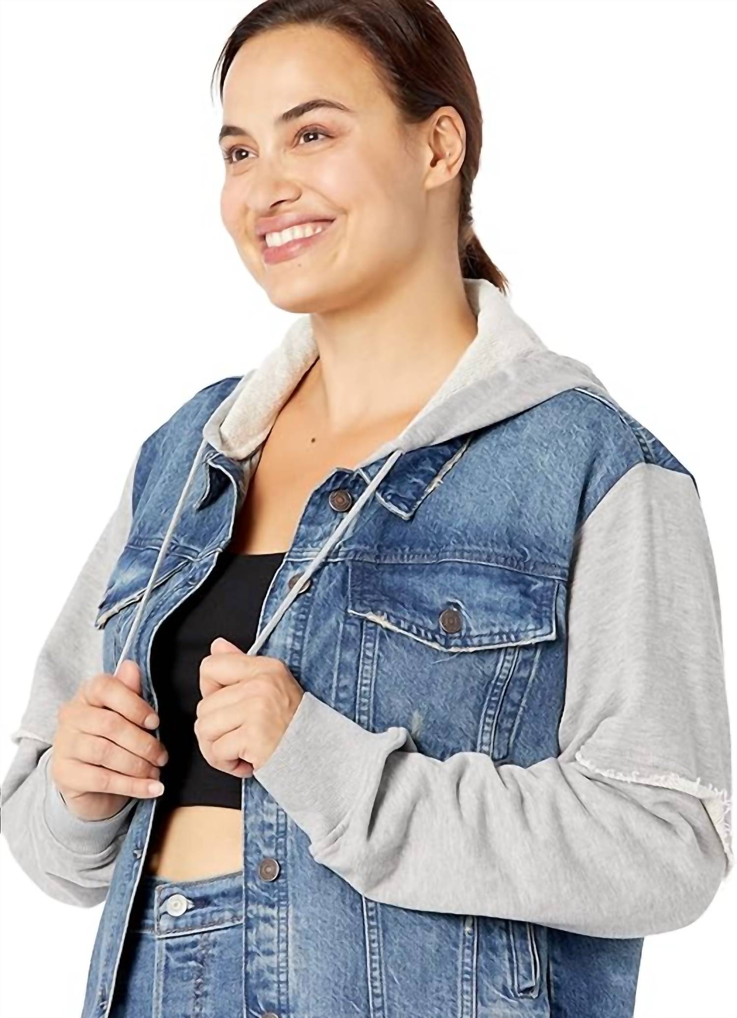 Free People - Throwback Denim Knit Jacket