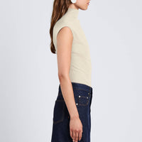 Proenza Schouler Zane Funnel-neck Top in oat melange - women's shirt - detail view