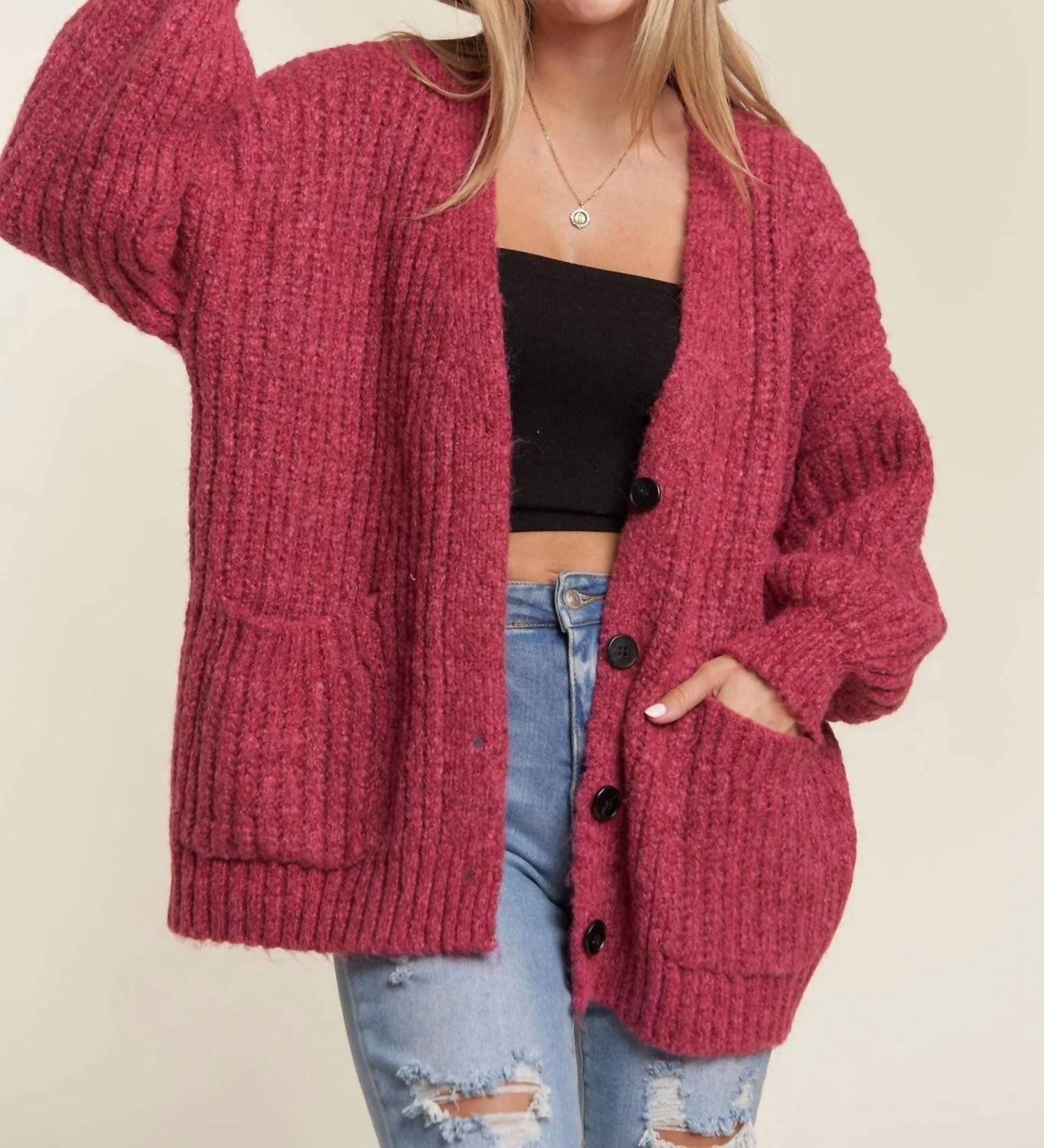 Madelyn - Pretty Chunky-knit Sweater Cardigan