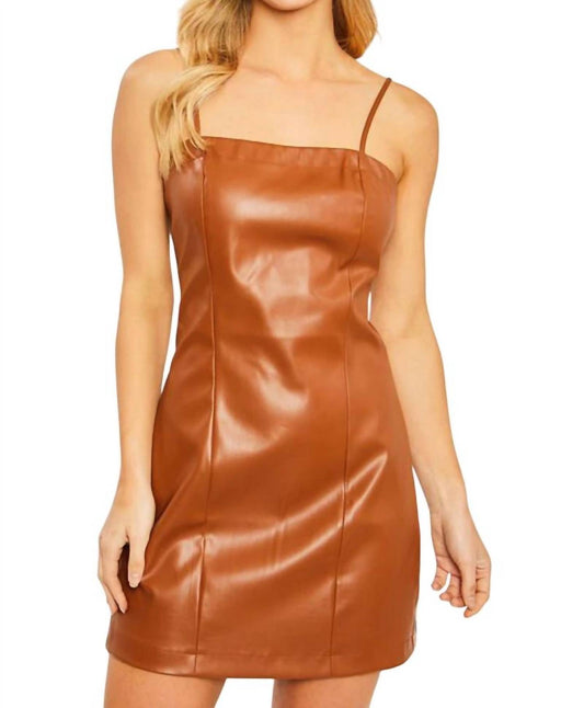 Love Tree - Janis Vegan Leather Strap Mini Dress