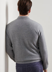 PETER MILLAR West Quarter Zip Sweater in british grey - men's sweater - detail view