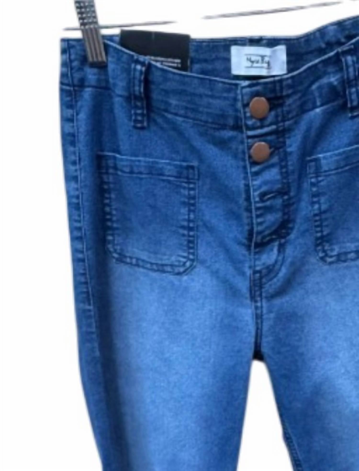 Myra Women's Sprico High-waist Buttoned Straight Jeans in md blue - women's jeans - detail view