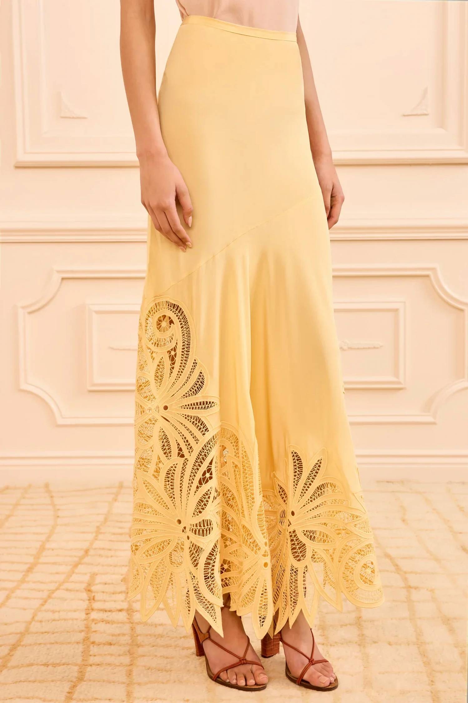Ulla Johnson - Oona Lace Applique Midi Skirt