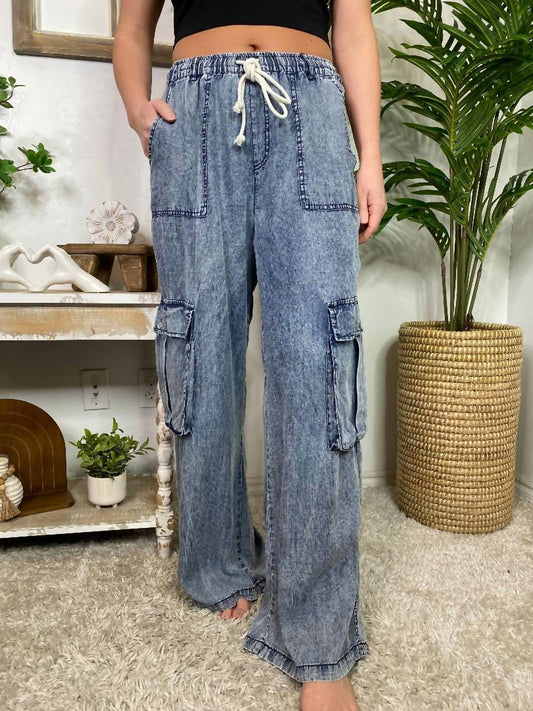 Ee:Some - Cargo Denim Wide Pants