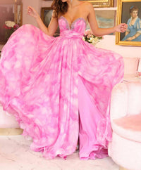 Ava Presley - Strapless Chiffon A-Line Prom Dress