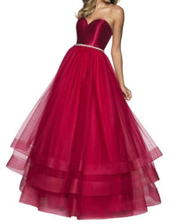 Blush Prom - Strapless Tulle Ballgown With Jeweled Waist