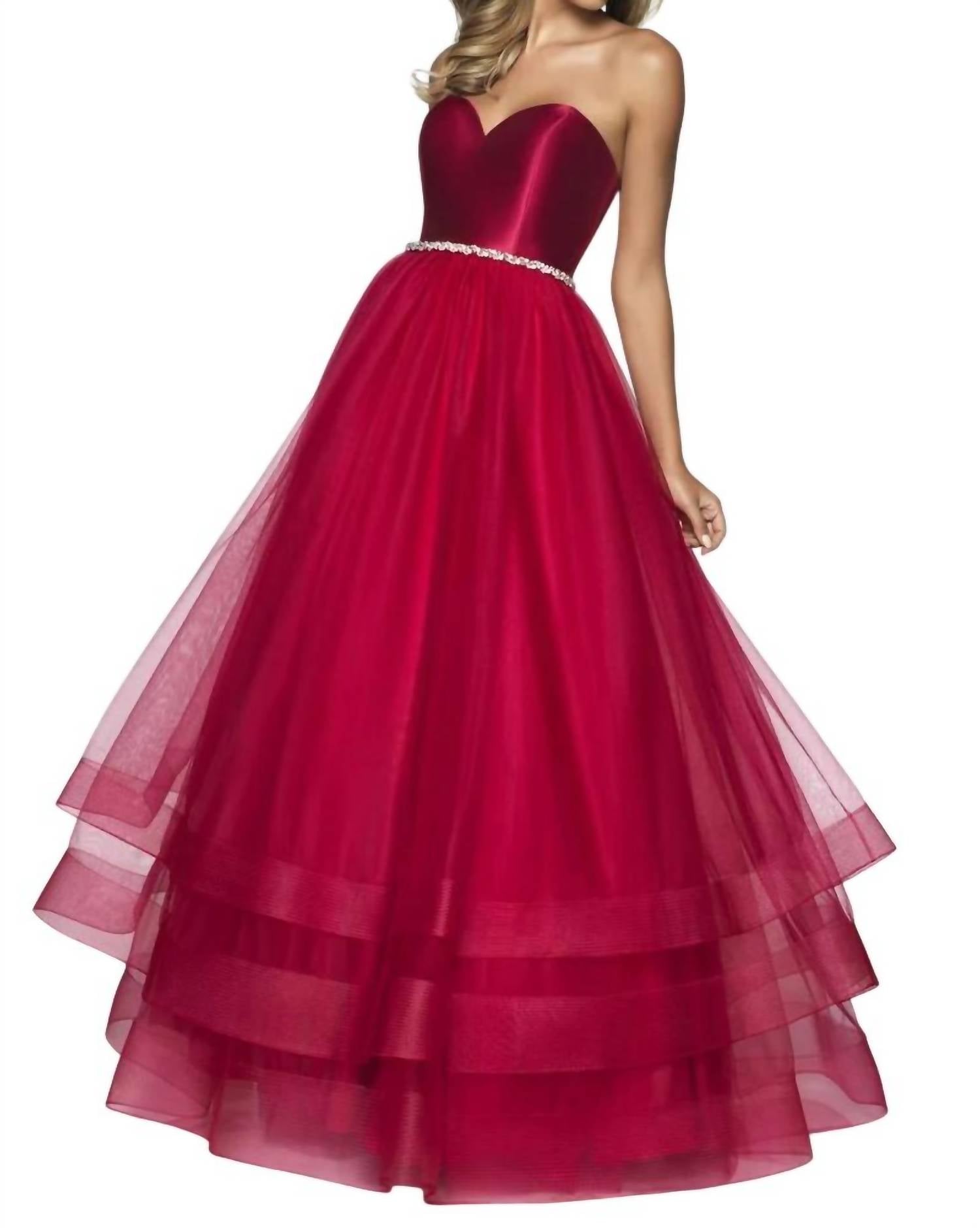 Blush Prom - Strapless Tulle Ballgown With Jeweled Waist